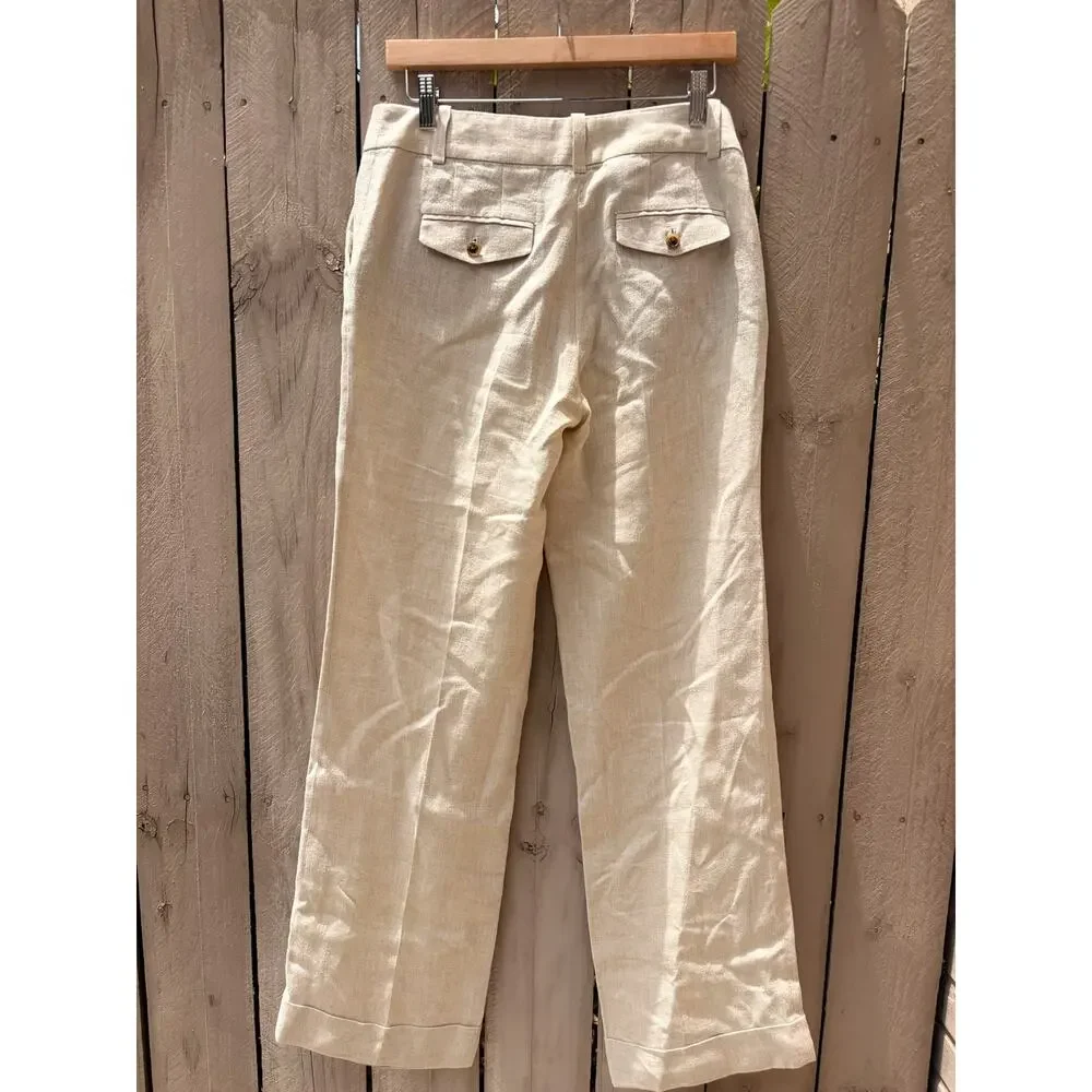 J.Crew 100% Linen Wide Leg Trouser Pants